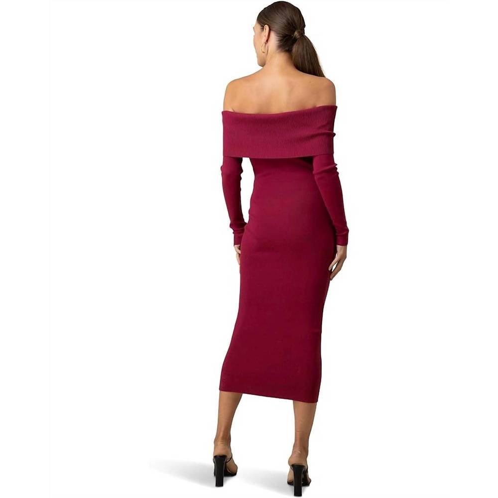 NEW LINE AND DOT heart struck midi dress in burgundy - Picture 2 of 2